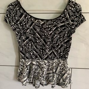 Black and white peplum top
